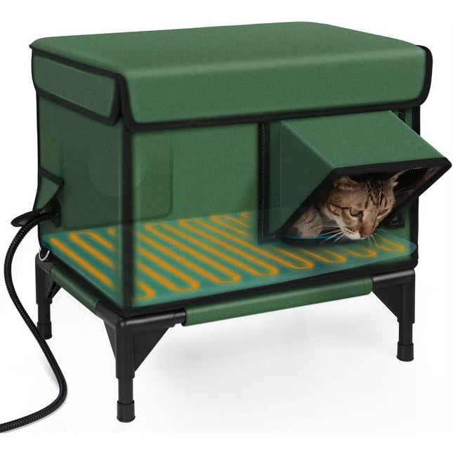 Heated Outdoor Cat House for Winter, Insulated Outdoor Cat Shelter