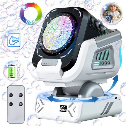 Bubble Machine for Party with Remote Control, Rechargeable Bubble Machine with Lights, Portable Bubble Machine