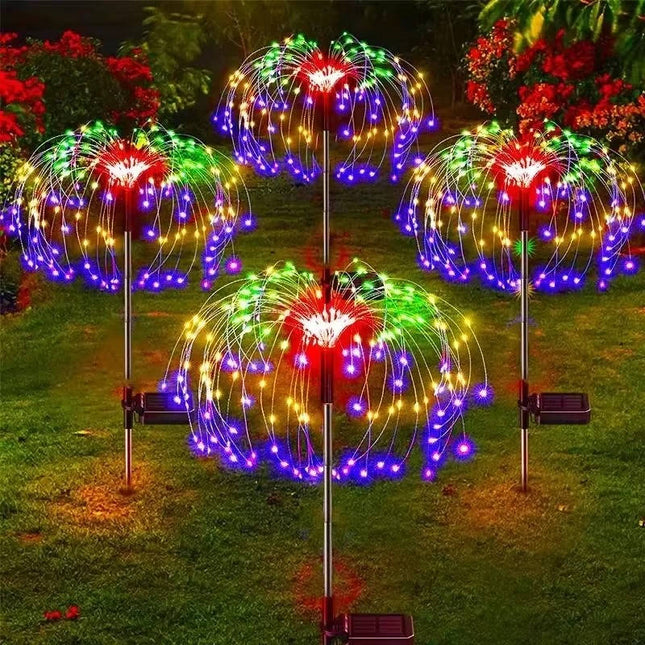 Outdoor Lights, Solar Lights with Firework Effect, Solar Garden Lights for Patio, Outdoor Garden Decorations