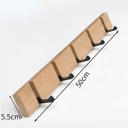 Bamboo Wall-Mounted Coat Rack with Hidden Hooks, 3, 4 or 5 Hook Rail, Aluminum Reinforced Towel Holder