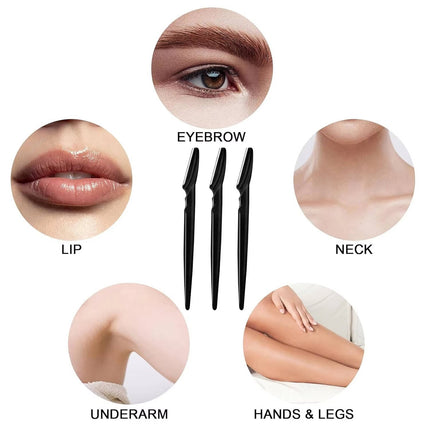 Womens face razor 12 pack, stainless steel eyebrow shaper and dermaplaning tool for peach fuzz removal