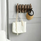 Coat Rack Wall Mount, Wooden Coat Rack with Flip Down Magnetic Hooks, Acacia Wood Wall Mounted Coat Hooks for Entryway