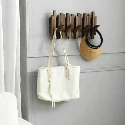Coat Rack Wall Mount, Wooden Coat Rack with Flip Down Magnetic Hooks, Acacia Wood Wall Mounted Coat Hooks for Entryway
