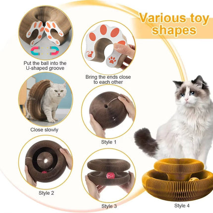 Cardboard Cat Scratcher with Ball Track, Foldable Cat Scratching Board – image 5
