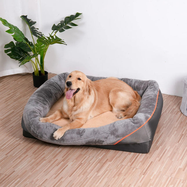 Orthopedic Dog Bed, Large Dog Bed with Raised Walls, Outdoor Dog Bed with Waterproof Lining and Washable Cover