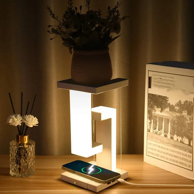 Desk Lamp with Wireless Charger, Touch Dimmer Lamp with Floating Orb