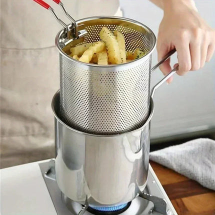 Deep Fryer Pot Stainless Steel, Mini Deep Fat Fryer for French Fries and Chicken