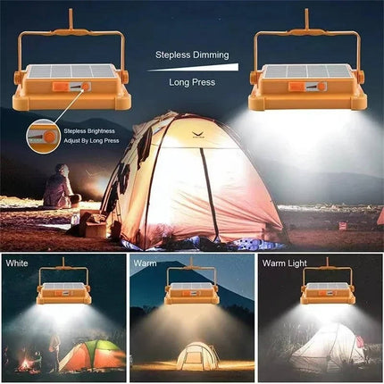 Solar Lantern, Rechargeable Camping Light with Stepless Dimming