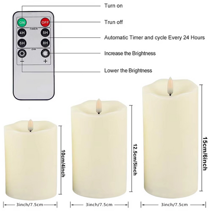 Flameless Candles with Remote, Set of 3 Realistic Flameless Candles with Real Wax – image 10