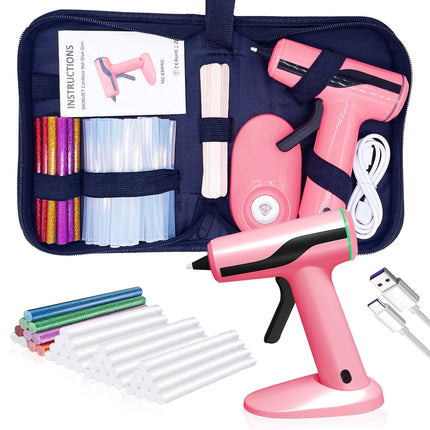 Cordless Hot Glue Gun Kit with 40 Hot Glue Sticks, Rechargeable Wireless Glue Gun for DIY Crafts and Home Repairs