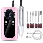 Tuzwa Electric Nail Drill Machine – 45,000 RPM Rechargeable E-File with LCD Display, 6 Metal Bits, Variable Speed & USB-C Charging