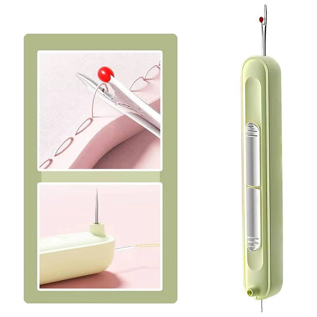 Needle Threader for Hand Sewing, Seam Ripper Tool, Stitch Remover, 2 in 1 Sewing Tool with Steel Wire, Sewing Notions