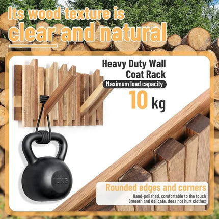 Wall Mounted Coat Rack with Flip Up Hooks, Wooden Coat Rack for Entryway and Hallway – image 4