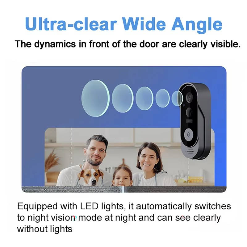 Tuzwa Wireless Video Doorbell Camera – 2.4GHz WiFi Smart Doorbell with PIR Motion Detection, HD Wide-Angle Video, Night Vision & Two-Way Audio