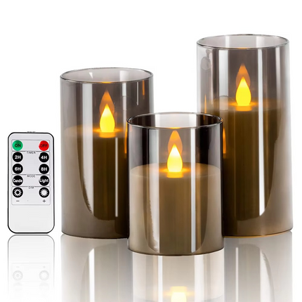 Set of 3 Realistic Flameless Candles with Real Wax, Battery Operated LED Candles – image 12