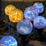 Tuzwa Solar Garden Lights – Cracked Glass Globe Pathway Lights with 20 LEDs, 600mAh Battery, Dusk-to-Dawn Sensor & IP65 Protection