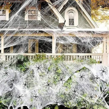 Spider Webs Halloween Decorations with Spiders, Halloween Party Decorations with Cobwebs