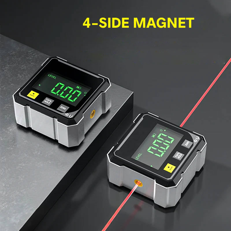 Tuzwa Digital Angle Gauge with Dual Laser – Magnetic Angle Finder, ±0.2° Accuracy, Slope Mode, USB-C Rechargeable & Data Hold