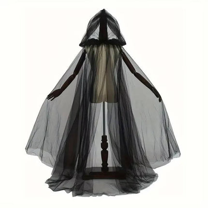 Adult Halloween Costume for Women, Black Cloak with Hood – image 5