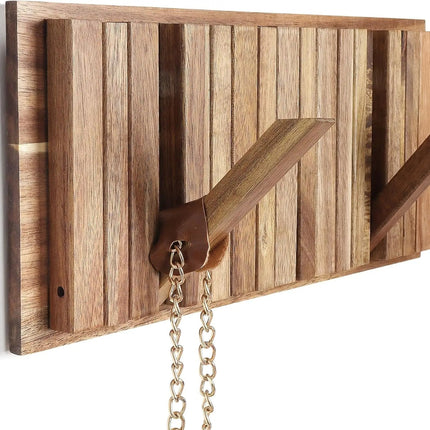 Wall Mounted Coat Rack with Flip Up Hooks, Wooden Coat Rack for Entryway and Hallway – image 6