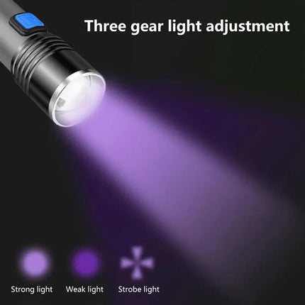 Black Light Flashlight UV Rechargeable, UV Flashlight Adjustable Zoom with 3 Modes – image 4