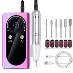 Tuzwa Electric Nail Drill Machine – 45,000 RPM Rechargeable E-File with LCD Display, 6 Metal Bits, Variable Speed & USB-C Charging