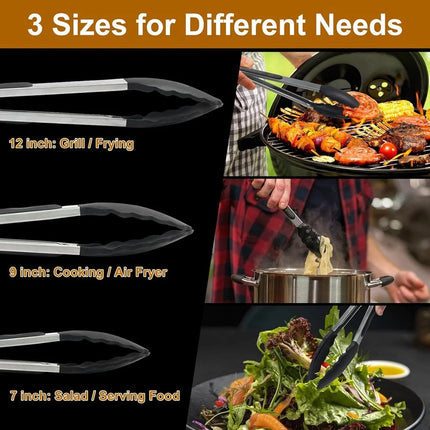 Kitchen Utensils Set of 3 Silicone Kitchen Tongs – image 6