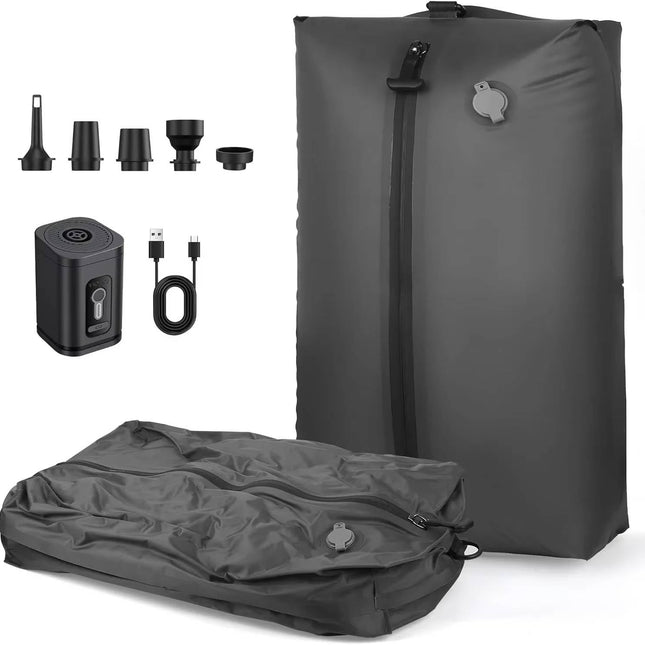 Vacuum Seal Bags for Clothes with Rechargeable Travel Vacuum Pump, 2 Waterproof Vacuum Storage Bags with Pump