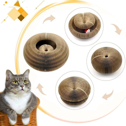 Cardboard Cat Scratcher with Ball Track, Foldable Cat Scratching Board – image 7