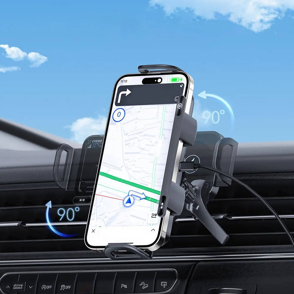Tuzwa Smart Drive Wireless Car Charger Mount – Dual Coil Fast Charging Air Vent Phone Holder