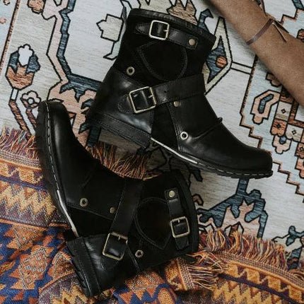 Cowboy Boots for Men, Vintage Style Ankle Boots with Suede Accents and Thick Heel