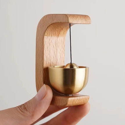 Wooden Wind Chime Door Bell, Wireless Magnetic Doorbell Chime, Brass Finish, Light or Dark, Front Door