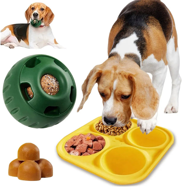 Dog Slow Feeder Toy Refillable, Silicone Dog Chew Toy with Treat Mold