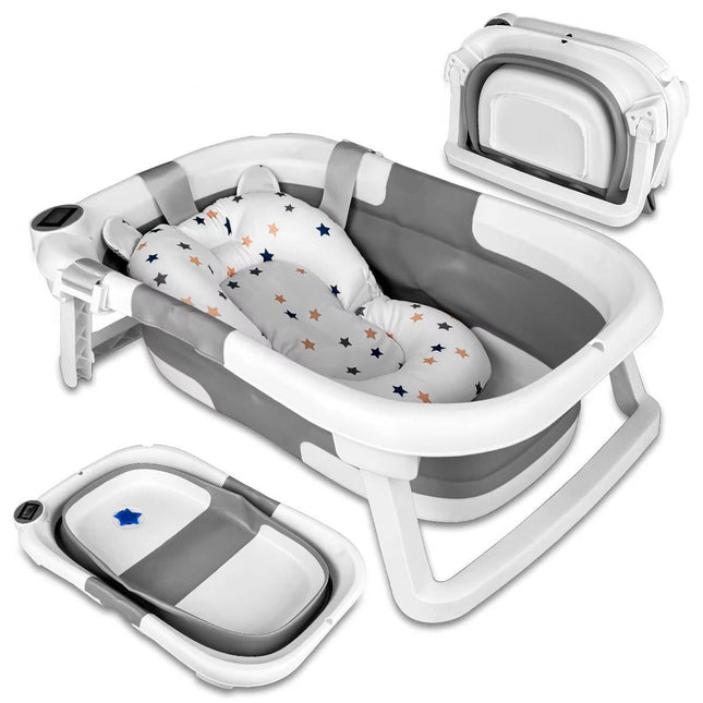 Newborn Bath Tub, Foldable Baby Bath Tub with Temperature Sensing Plug and Non Slip Footpads – image 2.1