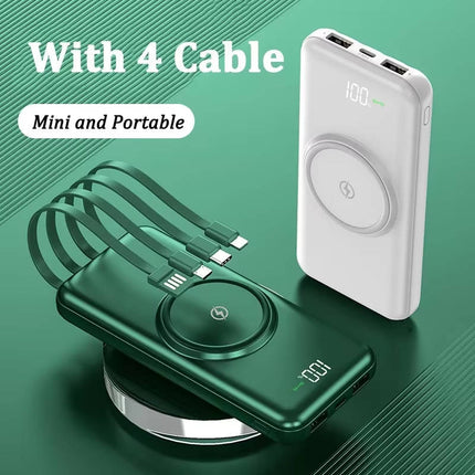 Portable Charger Power Bank 20000mAh, Wireless Power Bank with Built in Cables