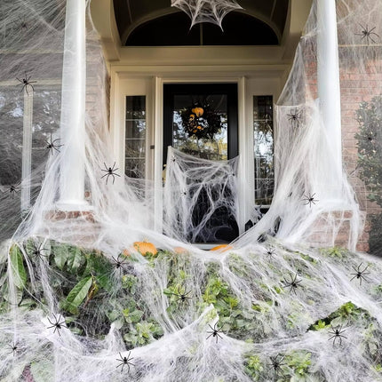 Spider Webs Halloween Decorations with Spiders, Halloween Outdoor Decorations, Halloween Party Decorations with Cobwebs
