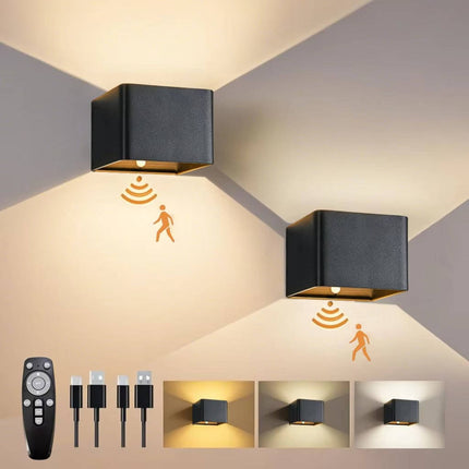 Motion Sensor Light Indoor, Rechargeable Wall Light with Remote Control, Battery Operated Wall Sconce Light