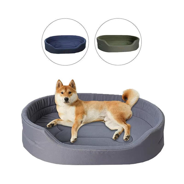 Pet Beds with Waterproof Base, Elevated Pet Bed with Polar Fleece Top and Raised Rim, Hand Washable Pet Nest