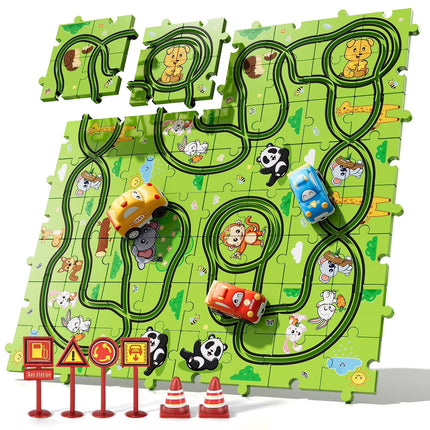Toy Car Track Puzzle for Kids, Interlocking Race Track Toy with 2 Cars – image 4