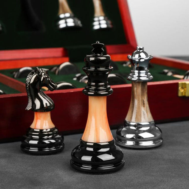 Chess Board Set with Metal Chess Pieces, Luxury Chess Set for Adults