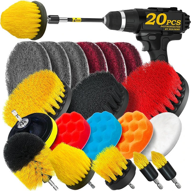 Drill Brush Set 22 Piece with Polishing Pads, Automotive Detailing Kit, Grout Cleaning Brush for Bathroom and Tile