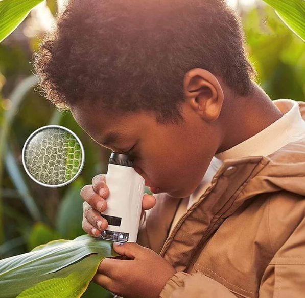Handheld Microscope for Kids, Pocket Microscope with LED Light, Portable Microscope Educational Toy