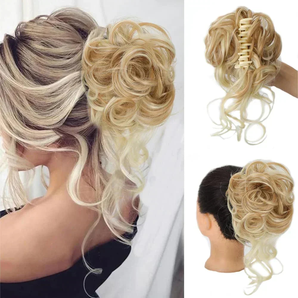 Tuzwa Curly Hair Bun Extension – Clip-In Synthetic Messy Bun Hairpiece, Natural-Look Volume, Multiple Colors