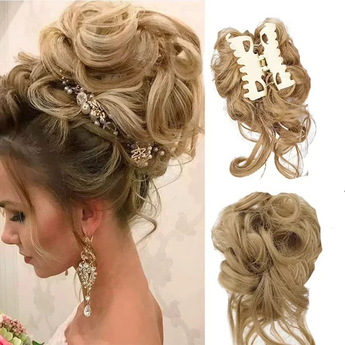 Tuzwa Curly Hair Bun Extension – Clip-In Synthetic Messy Bun Hairpiece, Natural-Look Volume, Multiple Colors