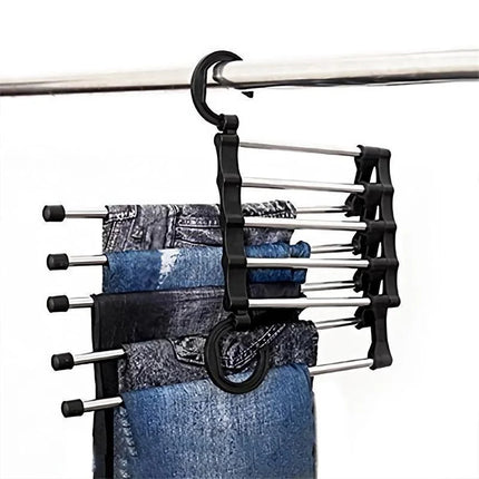Pants Hanger Space Saving, Non Slip Stainless Steel Clothes Hanger with Retractable Rods, Closet Hanger Organizer