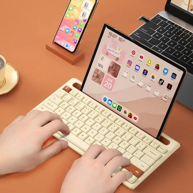 Wireless Keyboard for iPad, Phone and Laptop, Slim Bluetooth Keyboard for iPad with Stand, Multi Device Tablet Keyboard