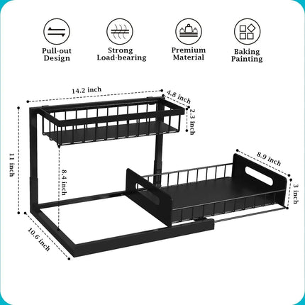Under Sink Kitchen Cabinet Organizer 2 Tier, Slide Out Under Sink Organizer – image 5