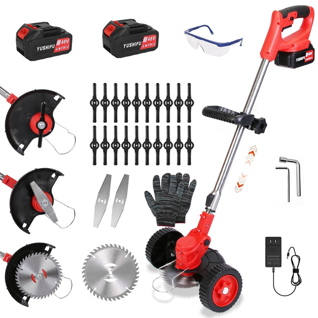 Weed Eater, Cordless Grass Trimmer and Lawn Edger with Extendable Shaft, Wheeled Weed Wacker for Narrow Yard Spaces