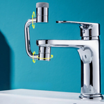 Tuzwa 1080° Rotating Faucet Extender – Stainless Steel & Copper Swivel Sink Adapter with 22mm/24mm Connector, Silver