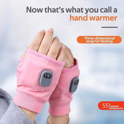 USB Rechargeable Heated Fingerless Gloves, 3 Temperature Settings Electric Hand Warmer Gloves with 1800mAh Battery for Winter Outdoors